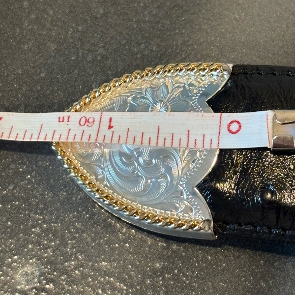 Montana Silversmith Silver Plate Buckle and Vero Struzzo Ostrich Leather Belt 40 - Picture 15 of 16